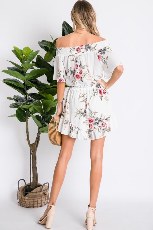 "One Can Dream" Floral Romper (Off White)