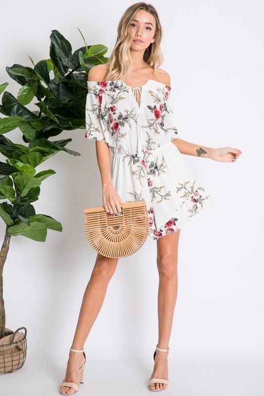 "One Can Dream" Floral Romper (Off White)