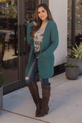 "Turn To Cozy" Popcorn Cardigan (Emerald)