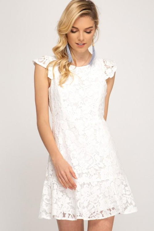 "Count On Me" Lace Dress (Off White)