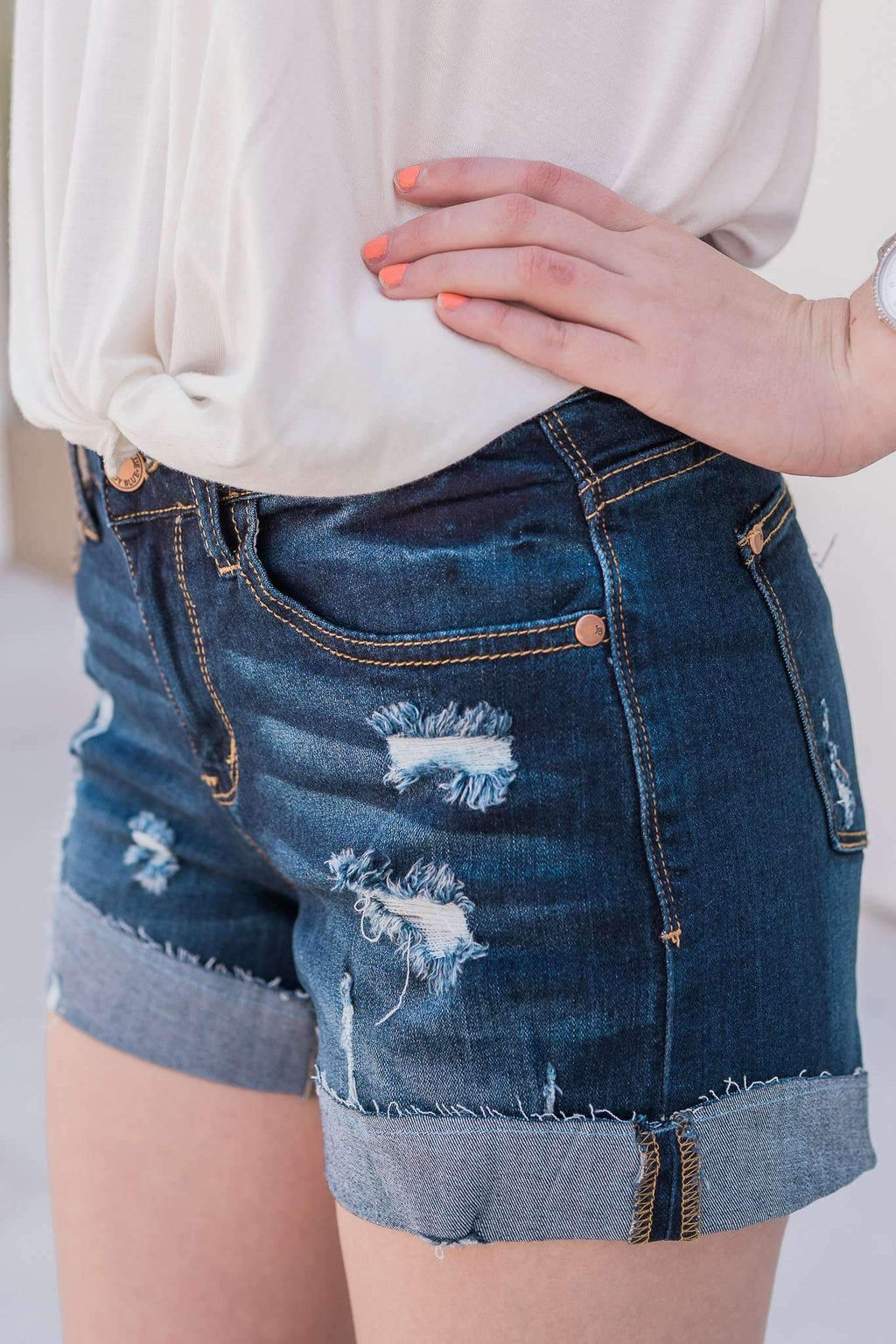 "This Is Why" Denim Shorts (Dark Wash)
