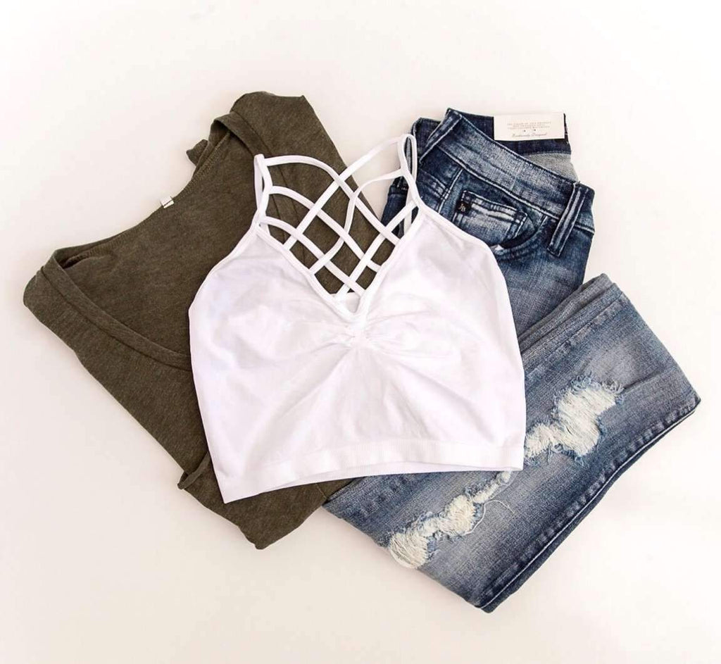 "The Spider Tease" Caged Bralette (White)