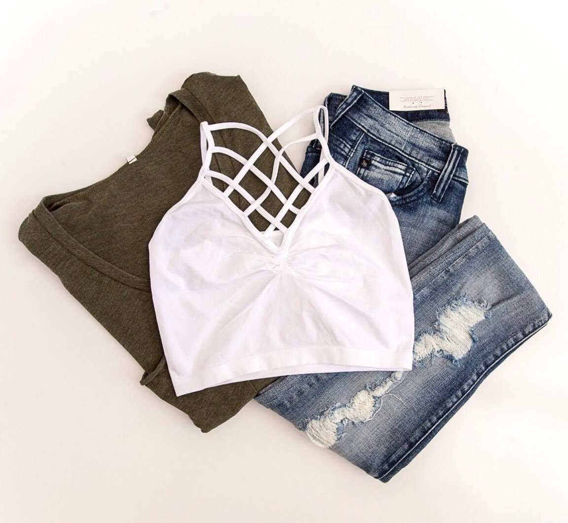 "The Spider Tease" Caged Bralette (White)