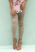 "Set The Trend" Moto Leggings (Khaki)