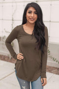 "Your Basic Instinct" Knit Top (Olive) - Scoop