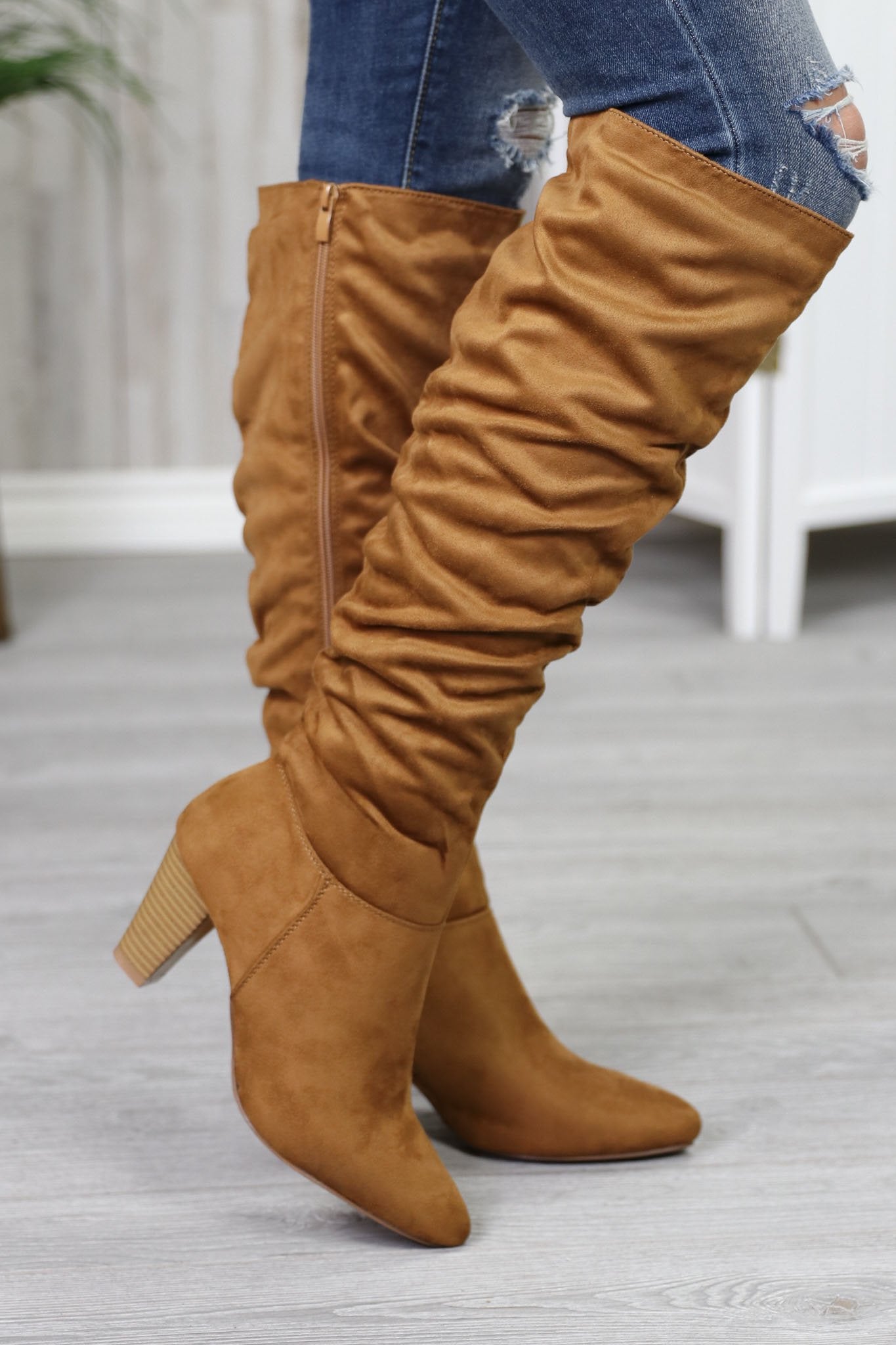 "Need You Now" Slouchy Boots (Tan)