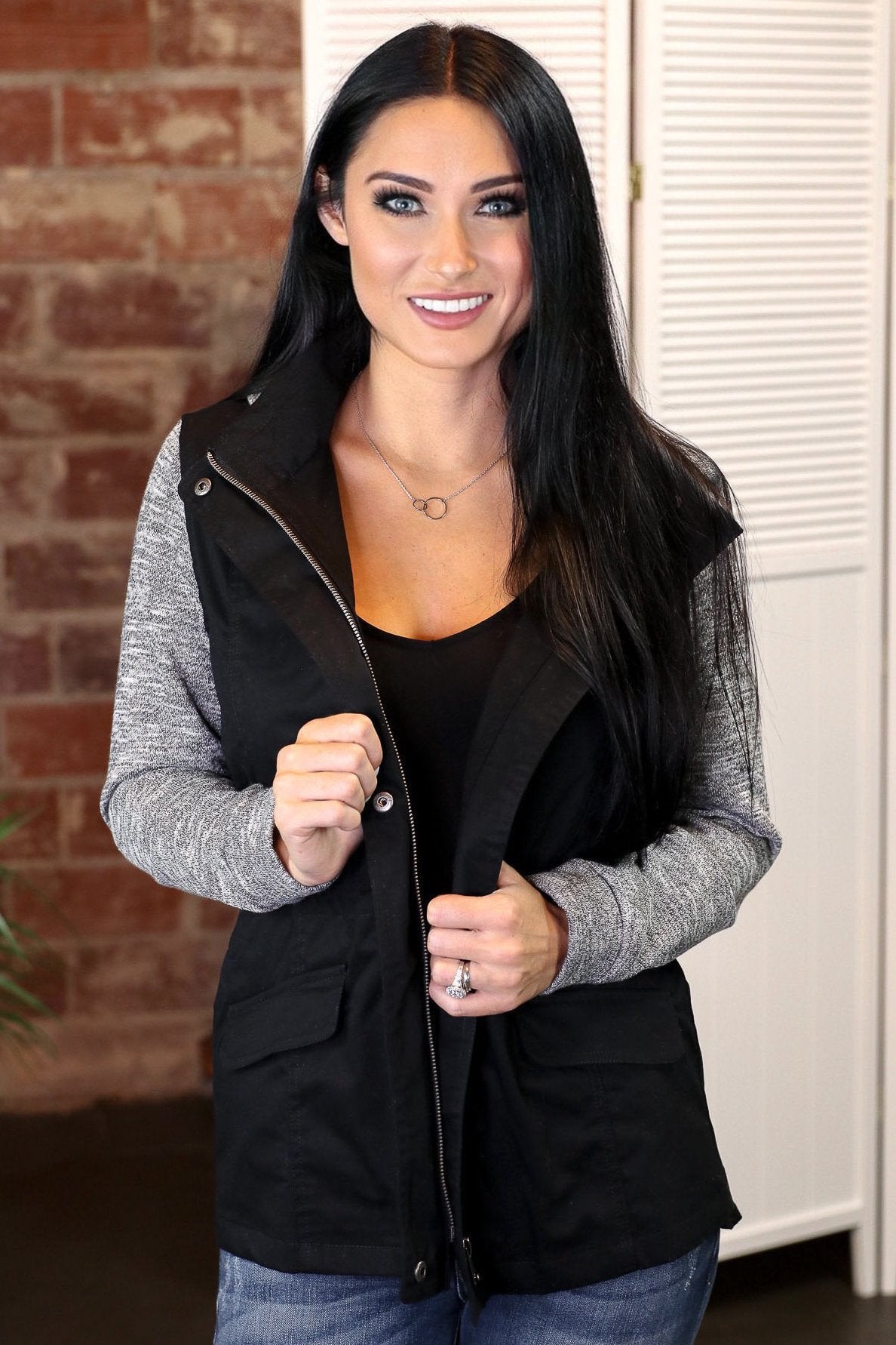 "Rise & Grind" Hooded Jacket (Black)