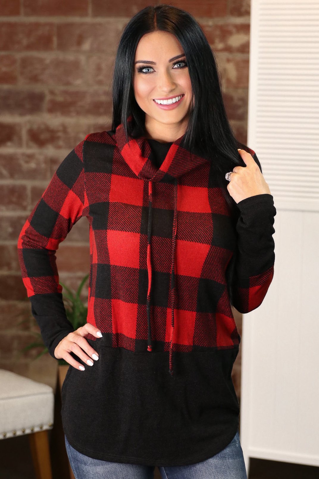 "Plaid You're Here" Knit Top