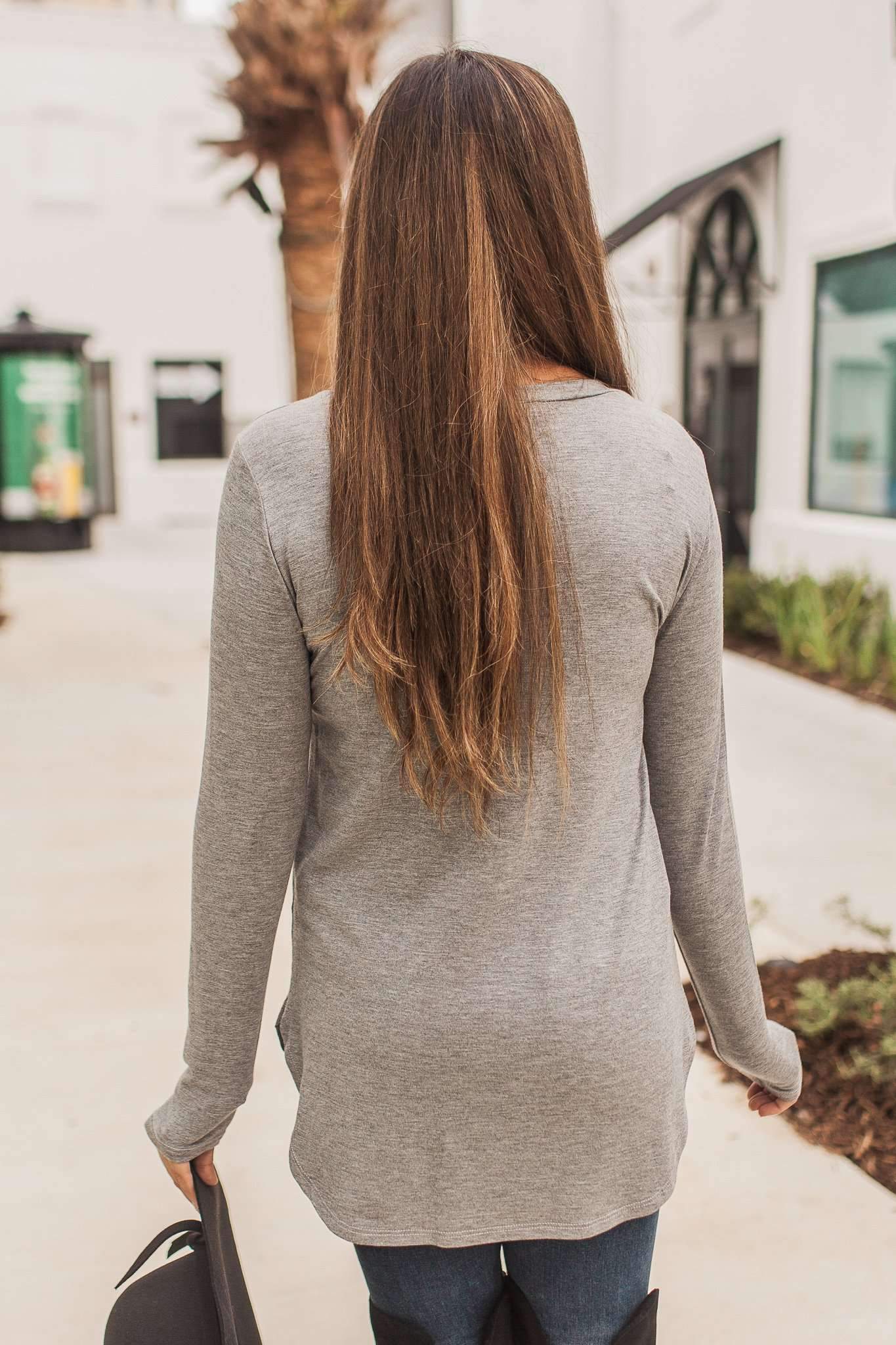 "Your Basic Instinct" Knit Top (Grey) - Scoop
