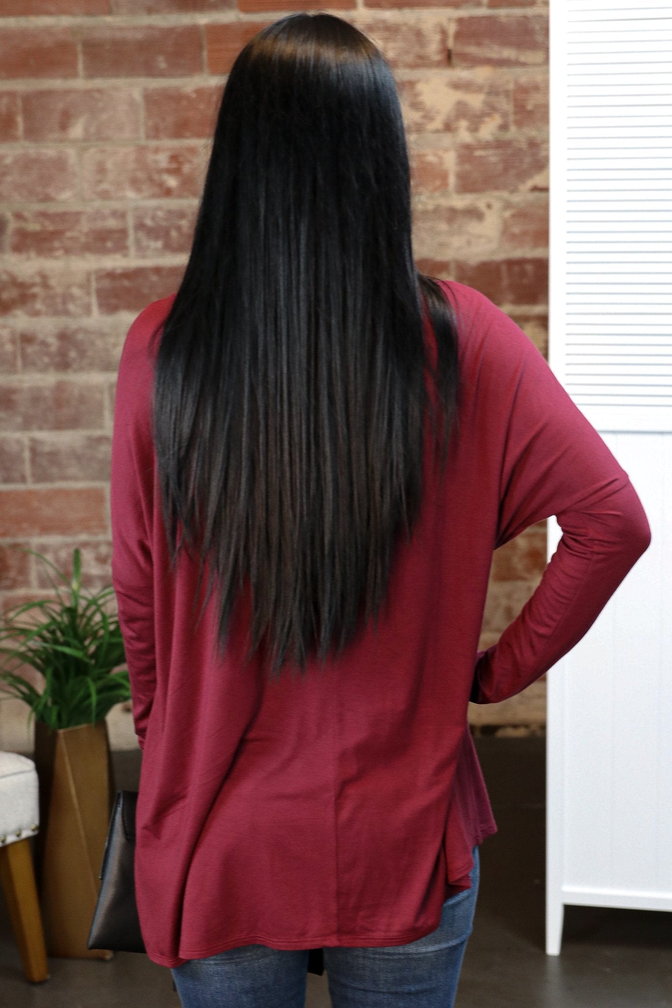 "Ease My Mind" Piko Top (Burgundy)