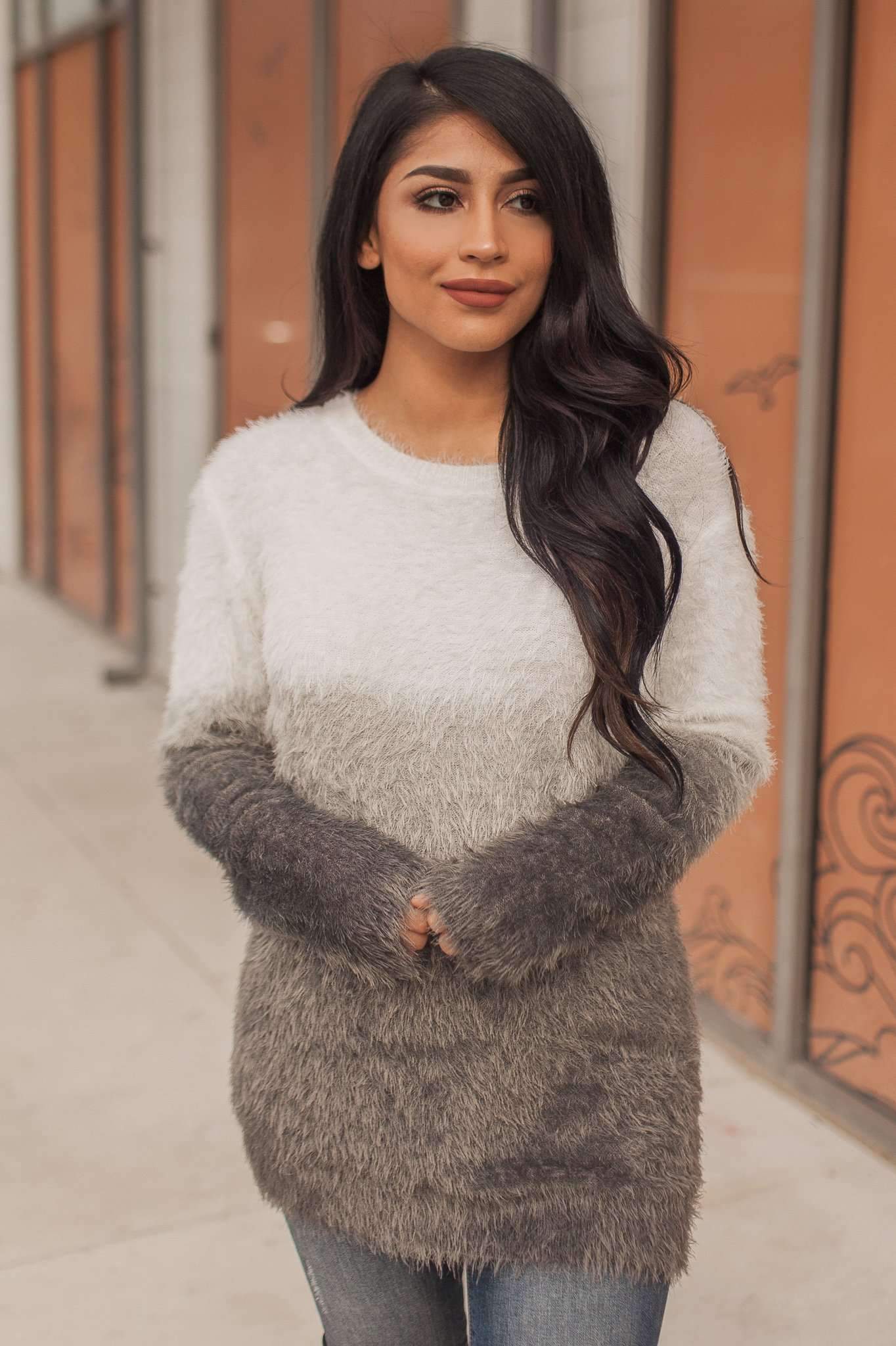 "Warm Fuzzy Feeling" Furry Sweater (Ash Grey)