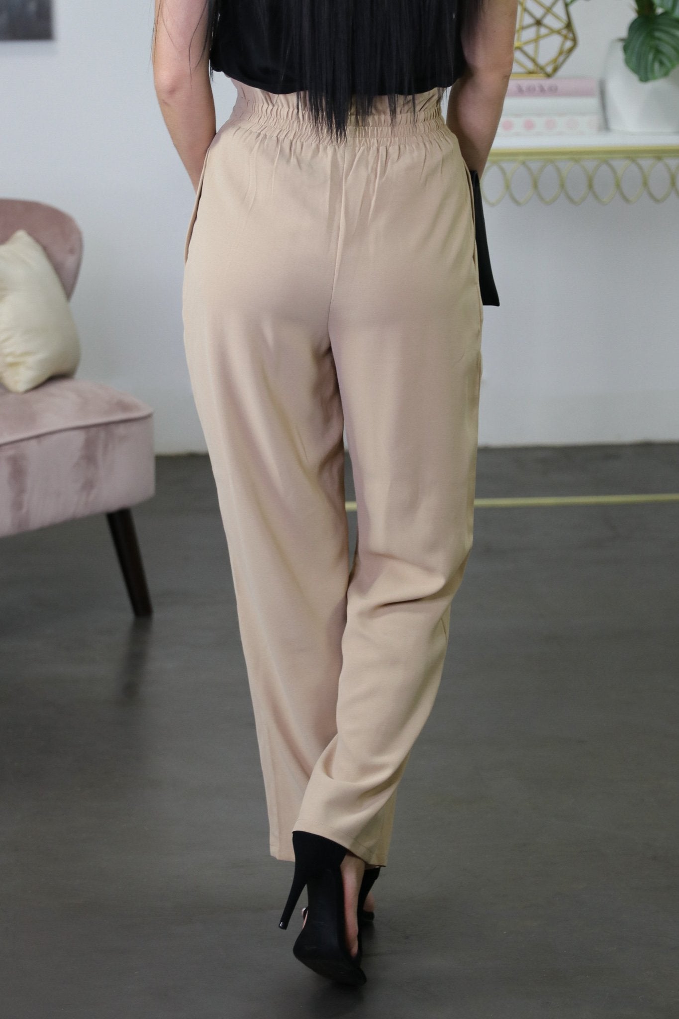 "At The Office" Pleated Trousers (Taupe)