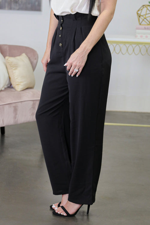 "At The Office" Pleated Trousers (Black)