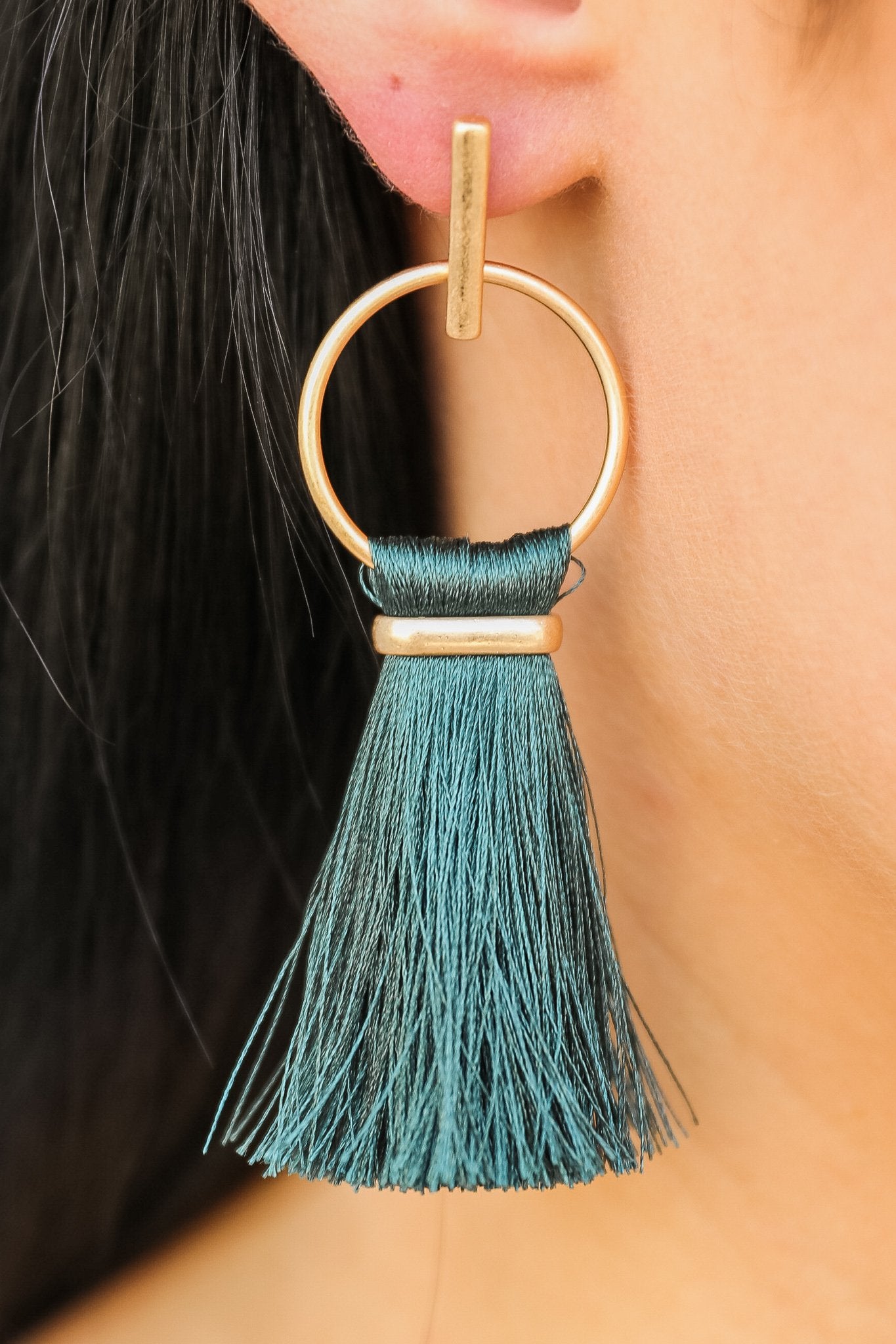 Eliza Fringe Earrings (Teal)