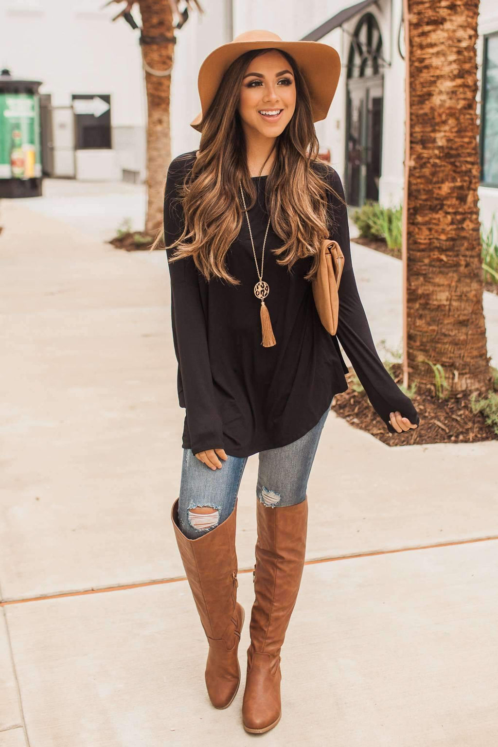 "Ease My Mind" Piko Top (Black)