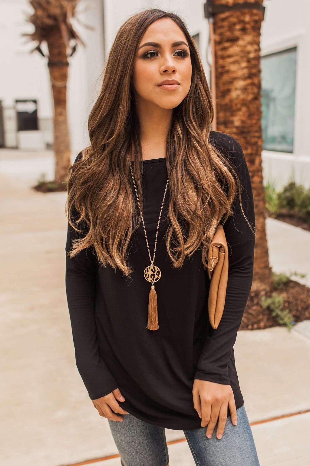 "Ease My Mind" Piko Top (Black)