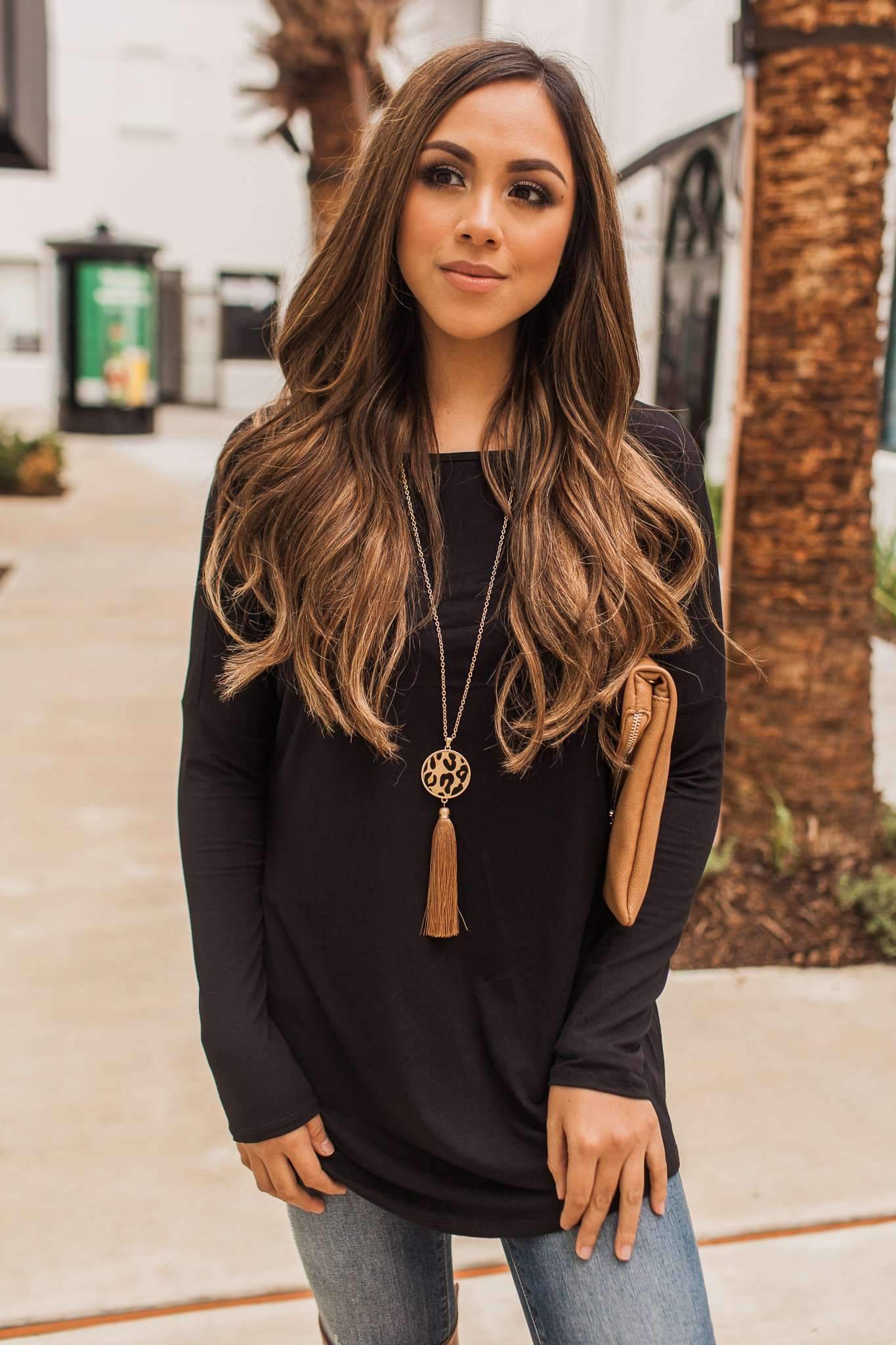 "Ease My Mind" Piko Top (Black)