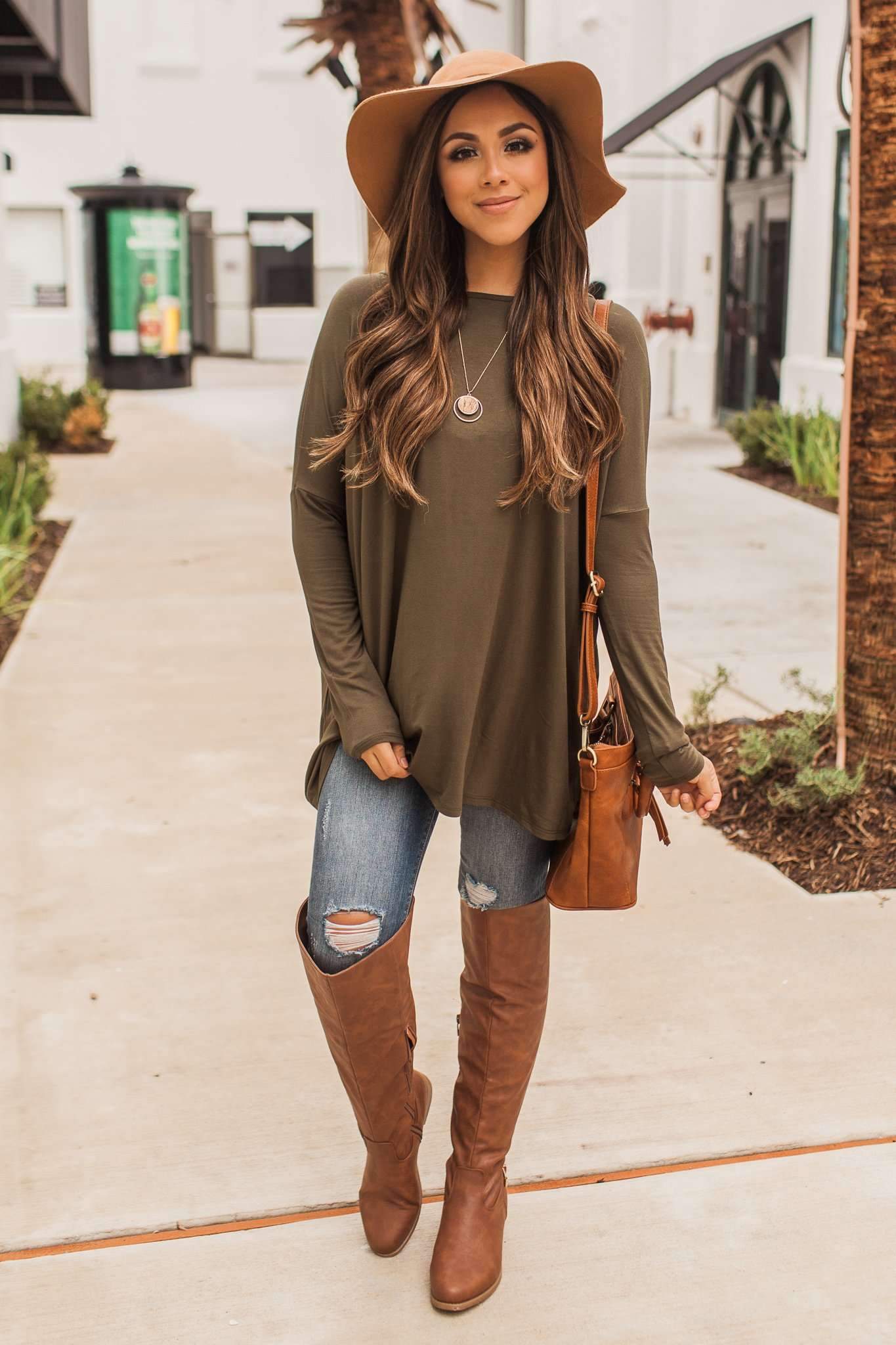 "Ease My Mind" Piko Top (Olive)