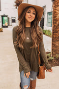 "Ease My Mind" Piko Top (Olive)
