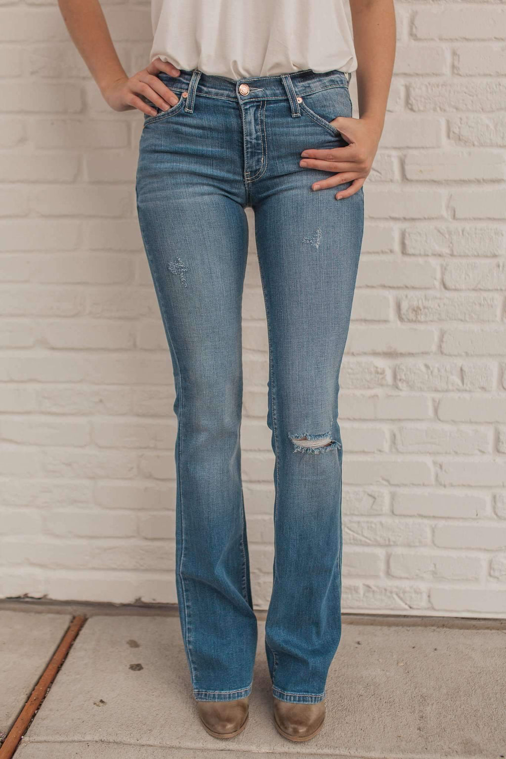 "Just A Tear" Bootcut Jeans