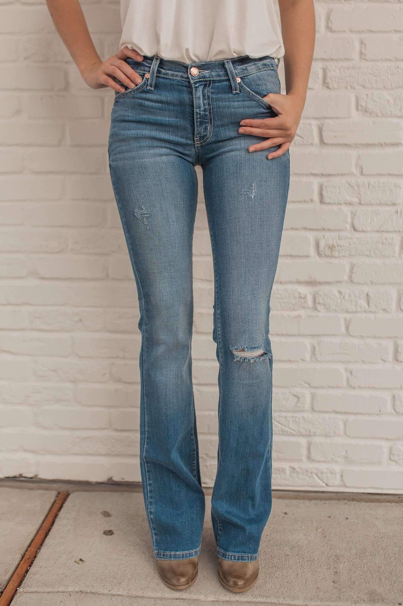 "Just A Tear" Bootcut Jeans