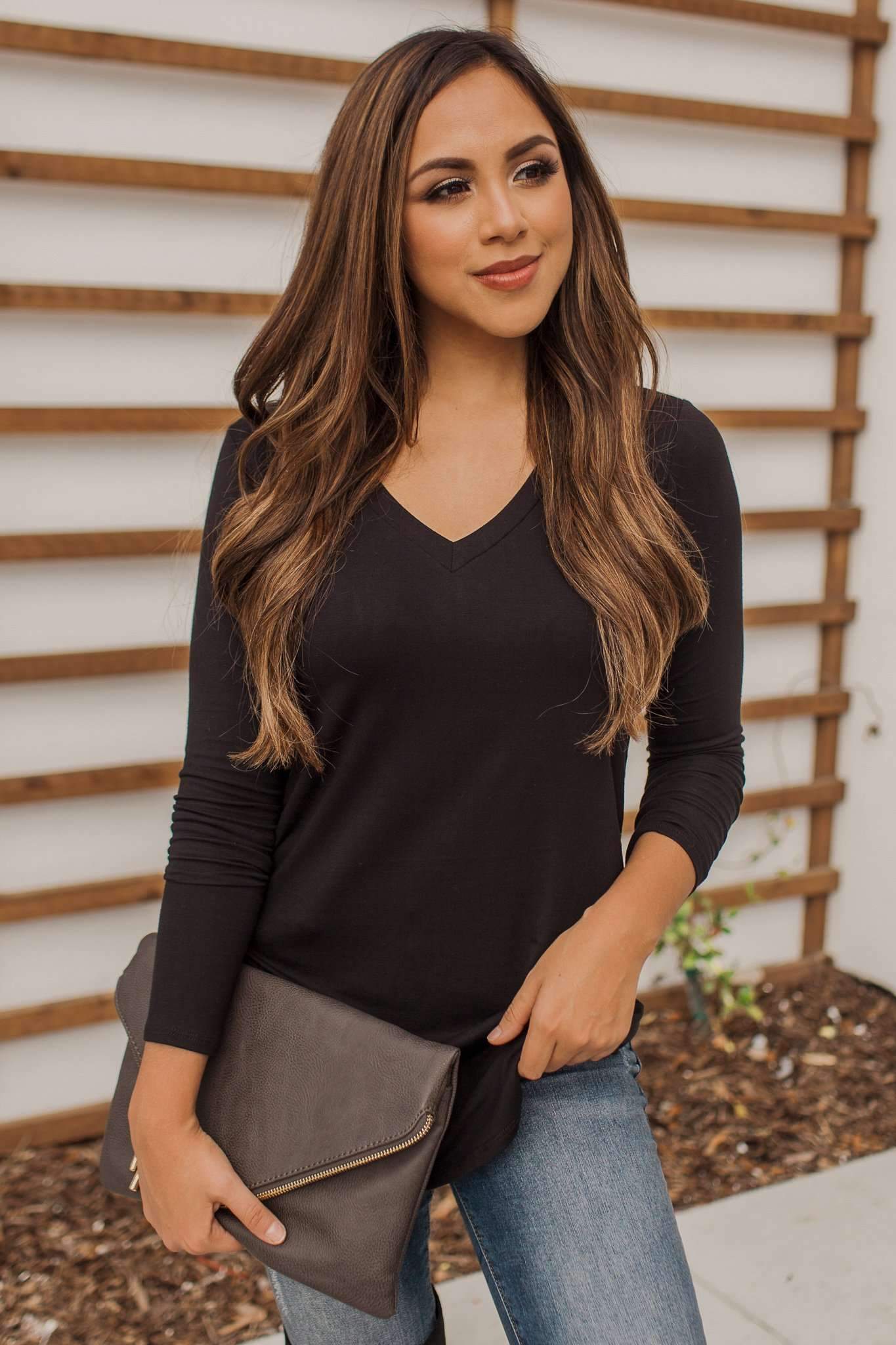 "Your Basic Instinct" Knit Top (Black) - VNeck