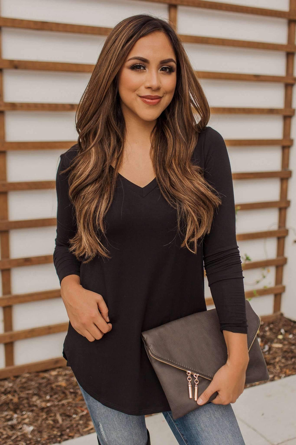 "Your Basic Instinct" Knit Top (Black) - VNeck