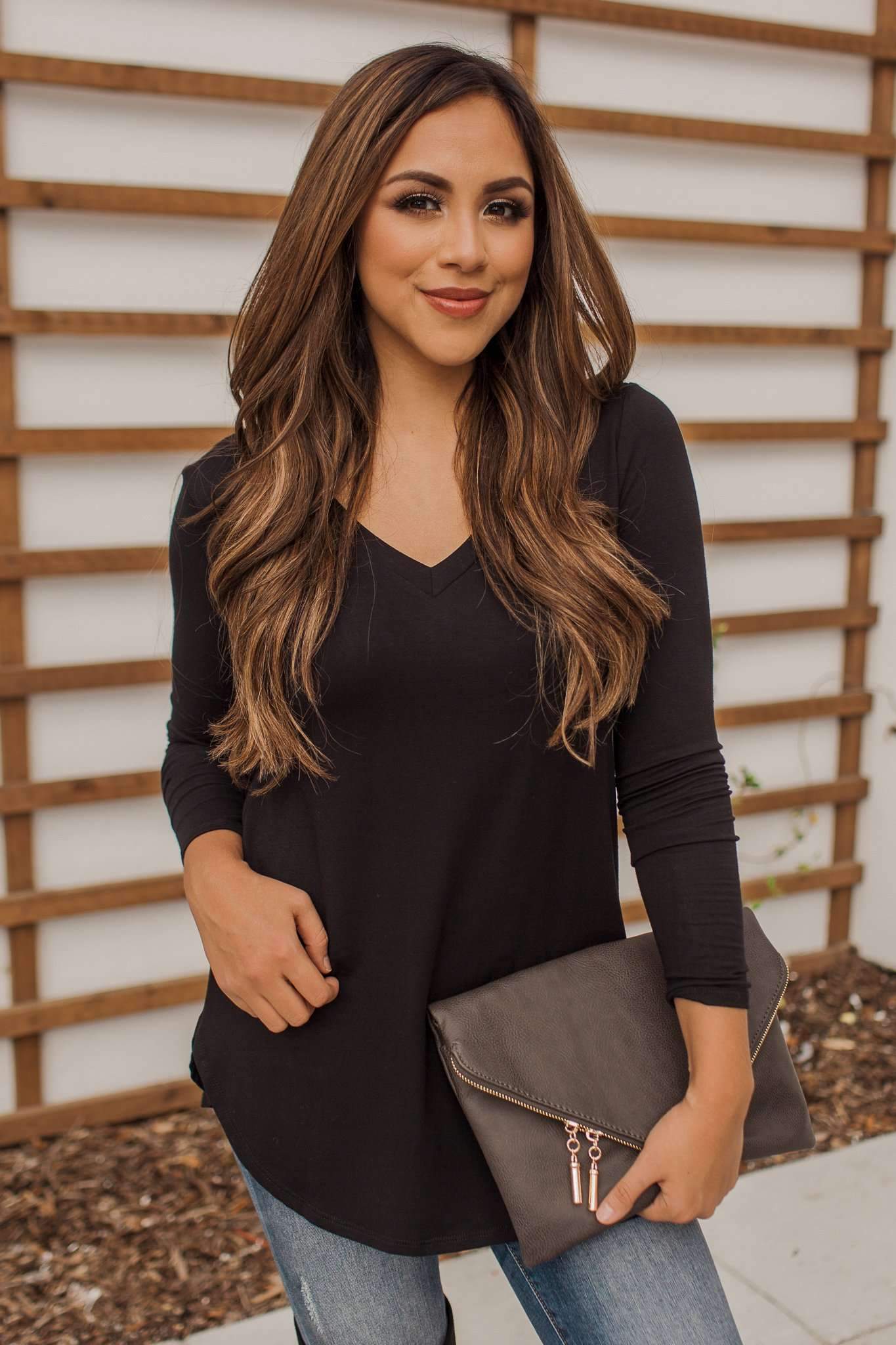 "Your Basic Instinct" Knit Top (Black) - VNeck