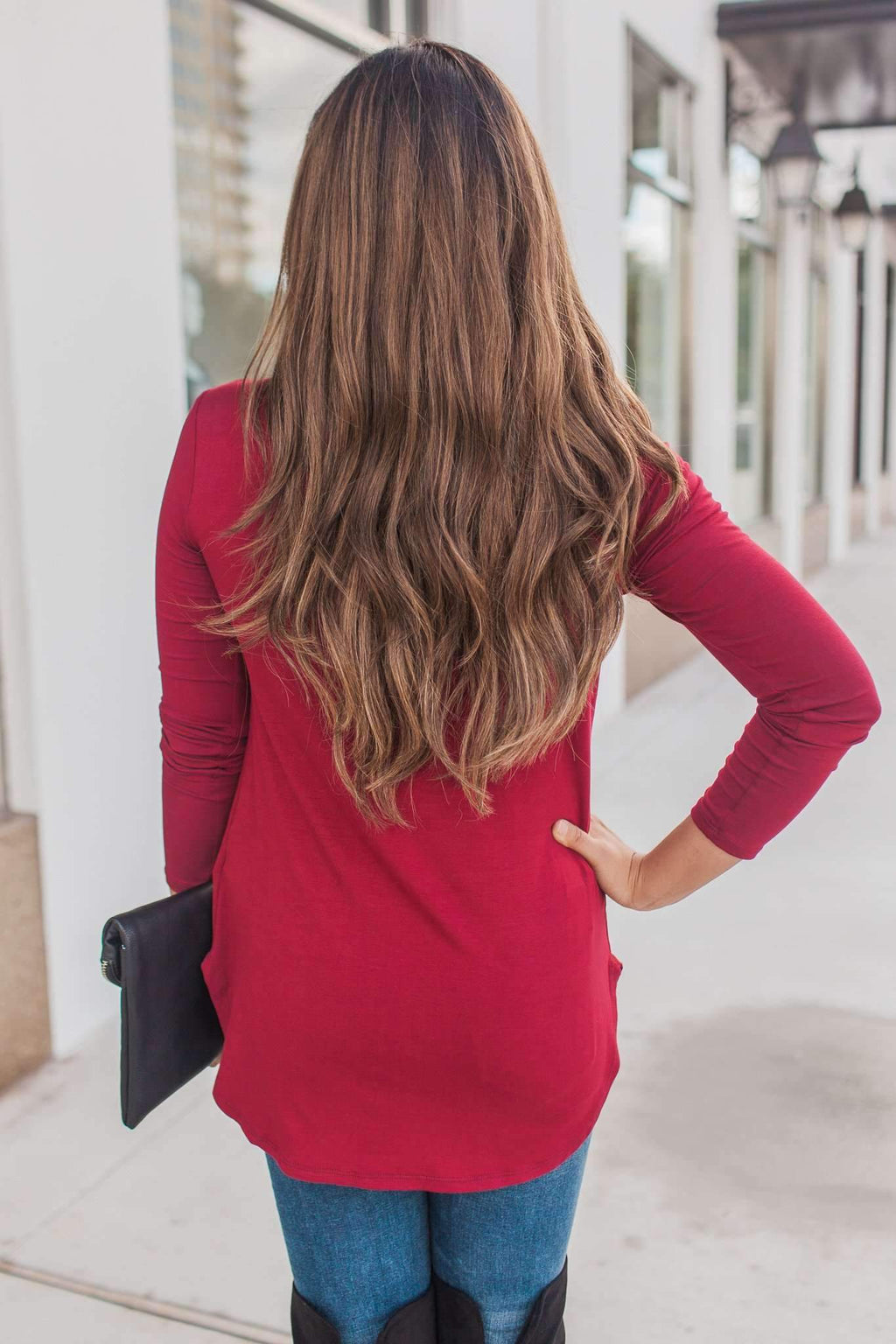 "Your Basic Instinct" Knit Top (Burgundy) - VNeck