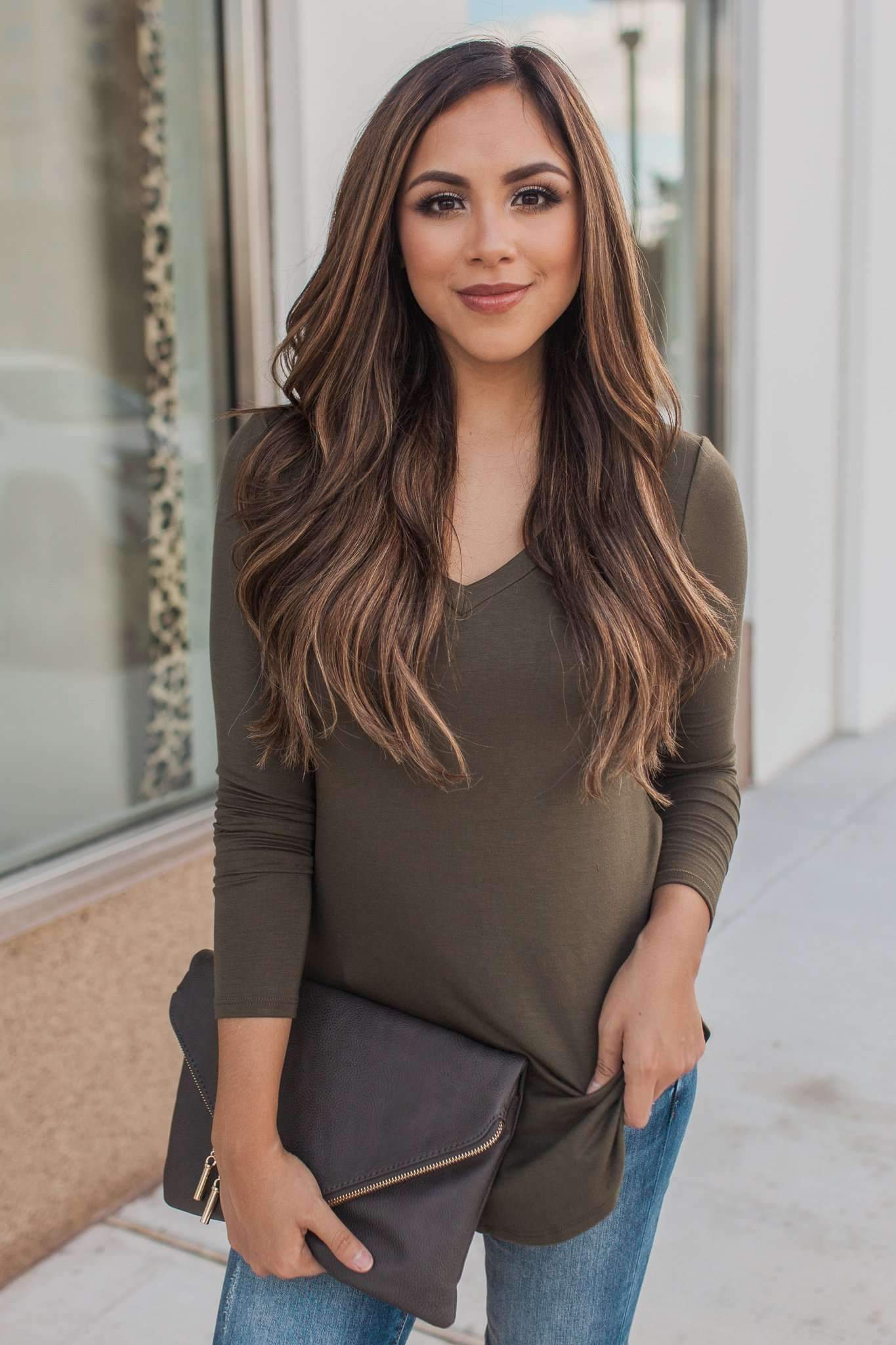 "Your Basic Instinct" Knit Top (Olive) - VNeck