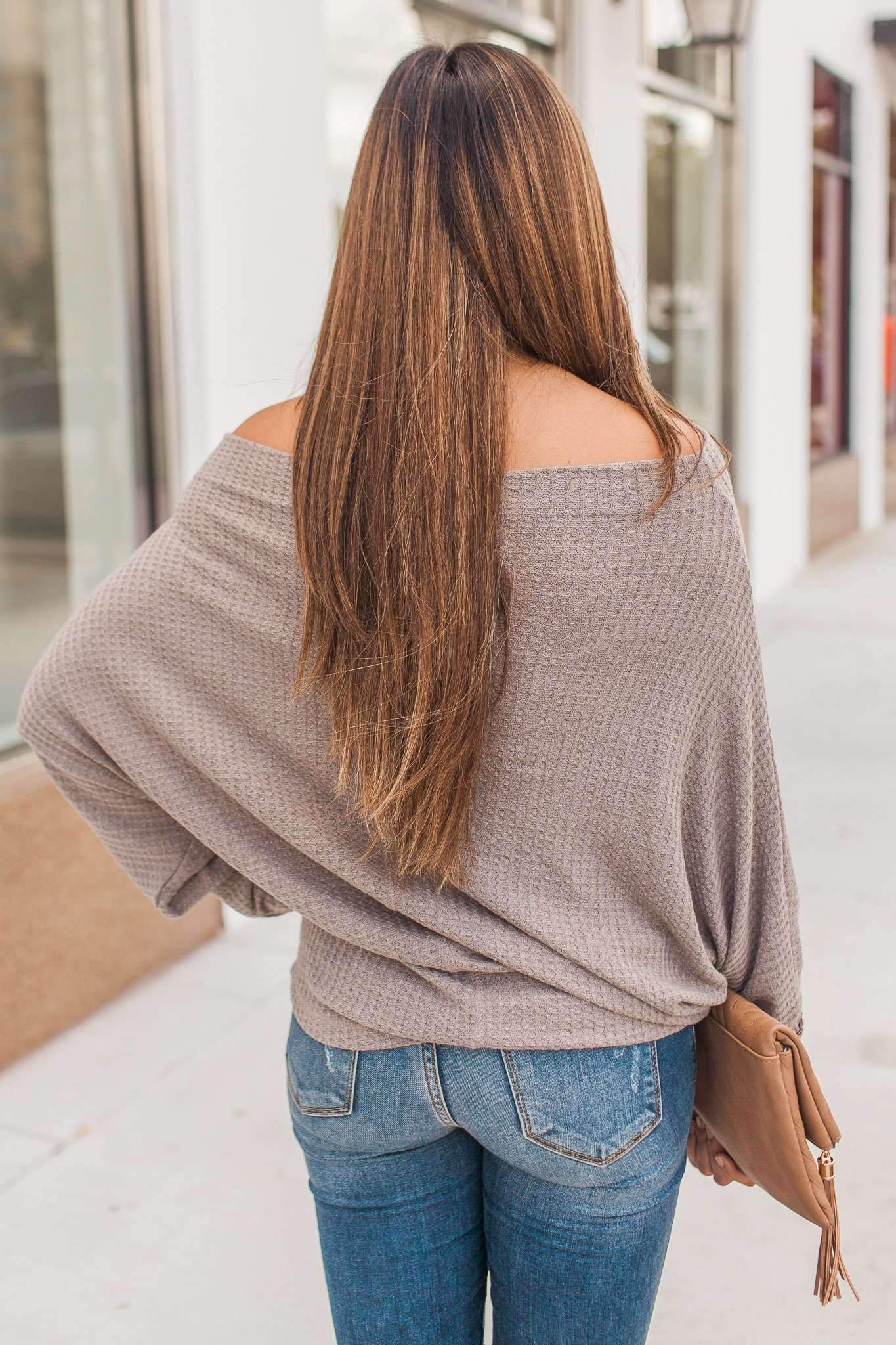 "Shrug It Off" Knit Top (Mocha)