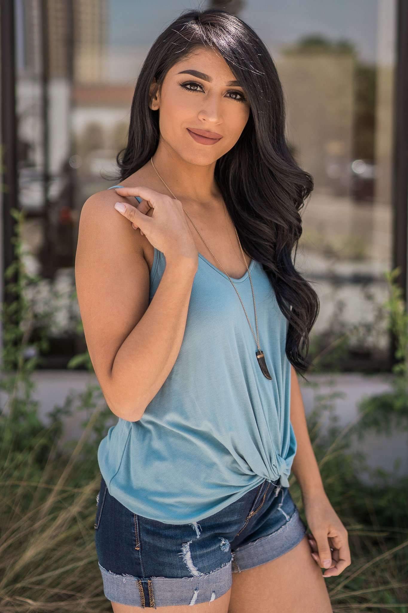 "Twist The Story" Tank Top (Seafoam)