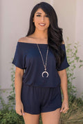 "Just About Anywhere" Knit Romper (Navy)