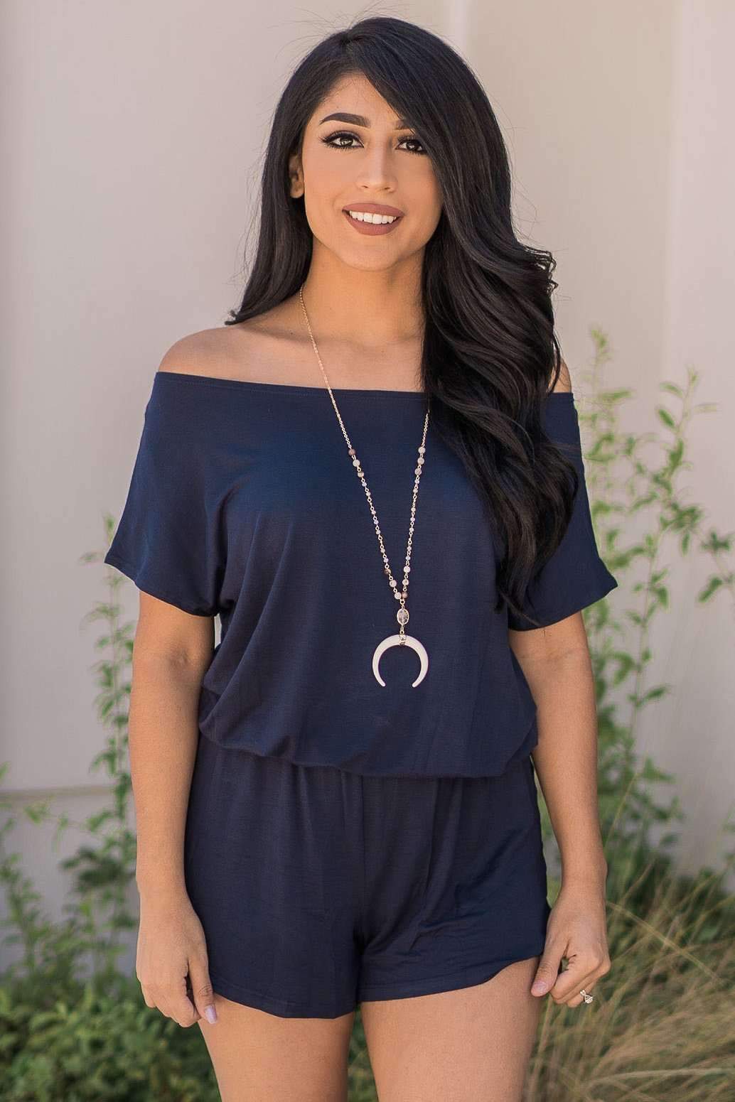 "Just About Anywhere" Knit Romper (Navy)
