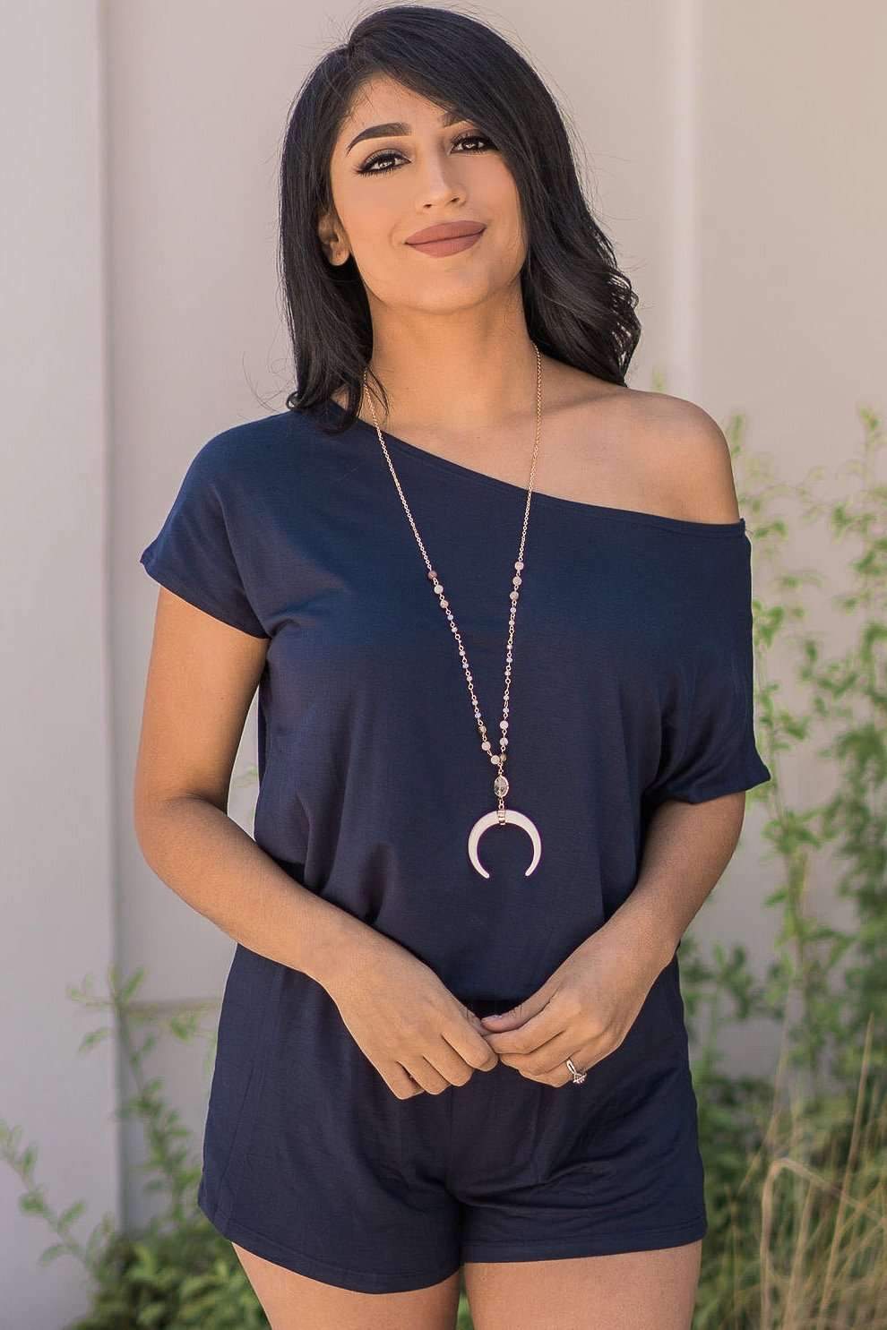 "Just About Anywhere" Knit Romper (Navy)