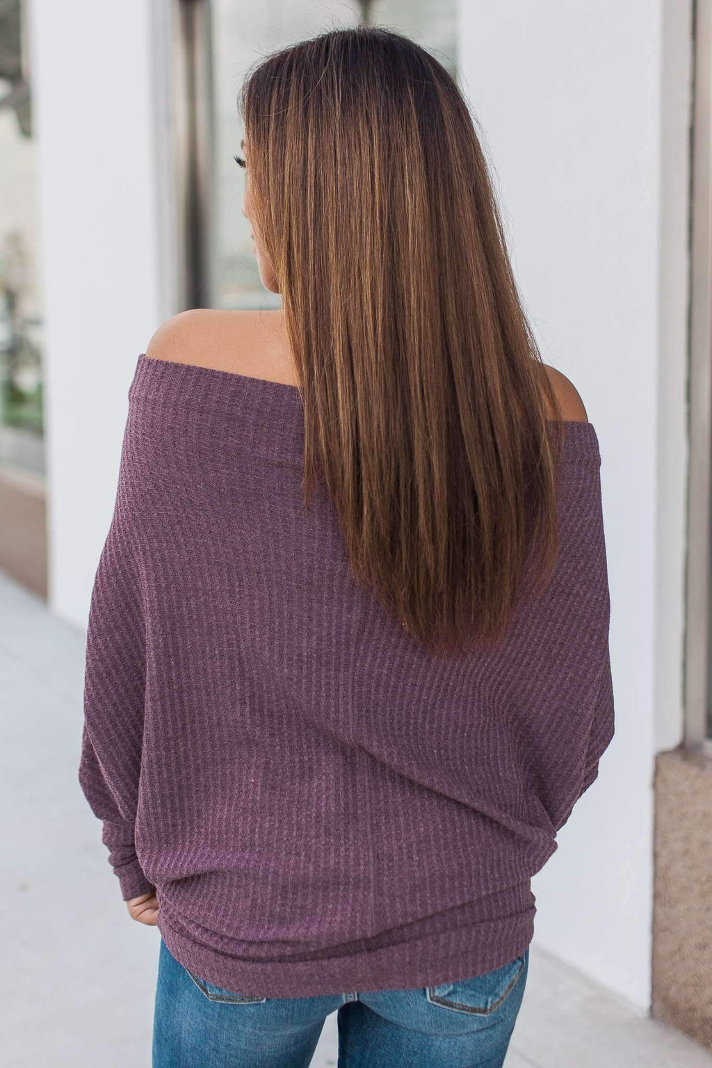 "Shrug It Off" Knit Top (Eggplant)