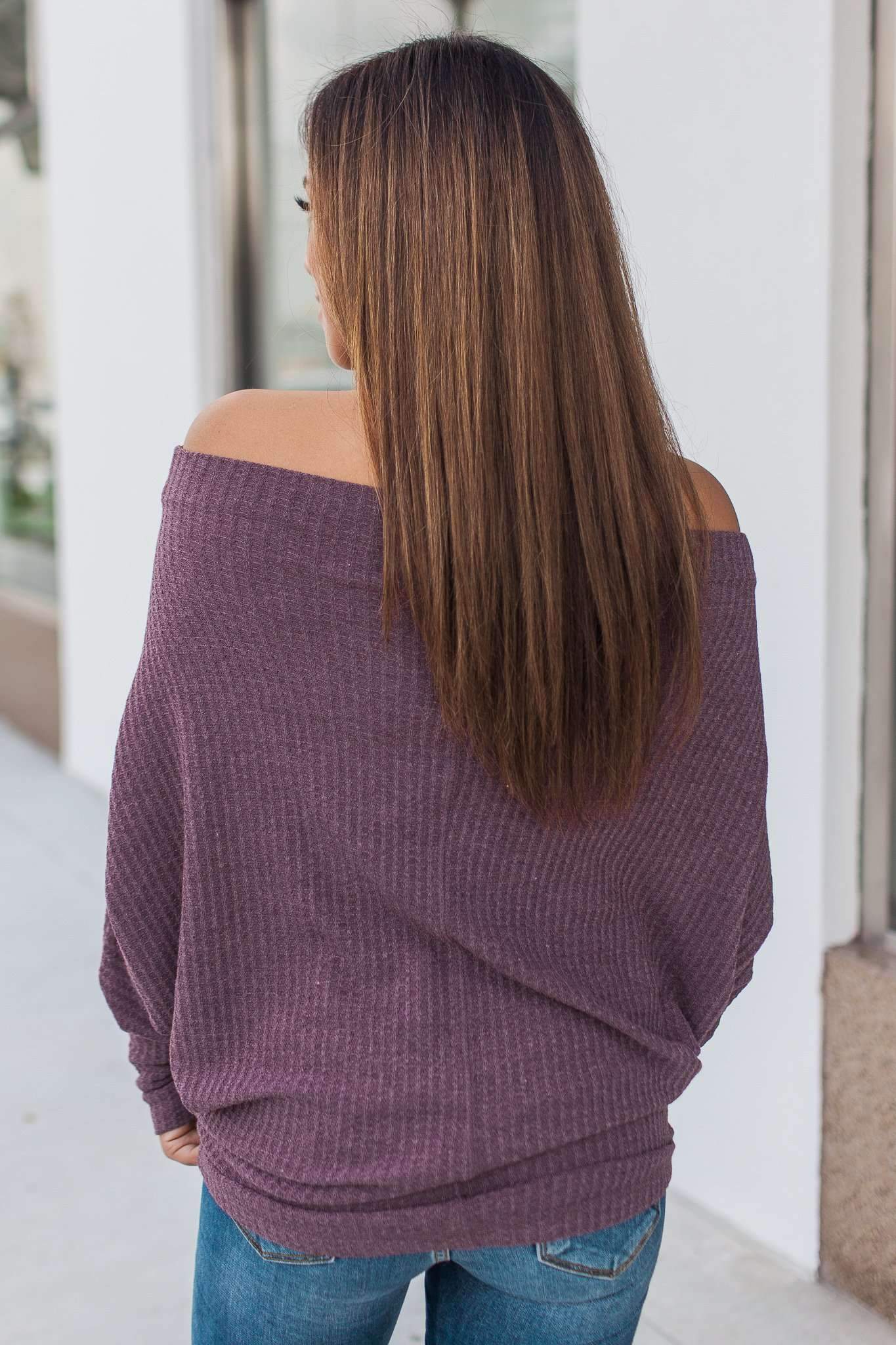 "Shrug It Off" Knit Top (Eggplant)