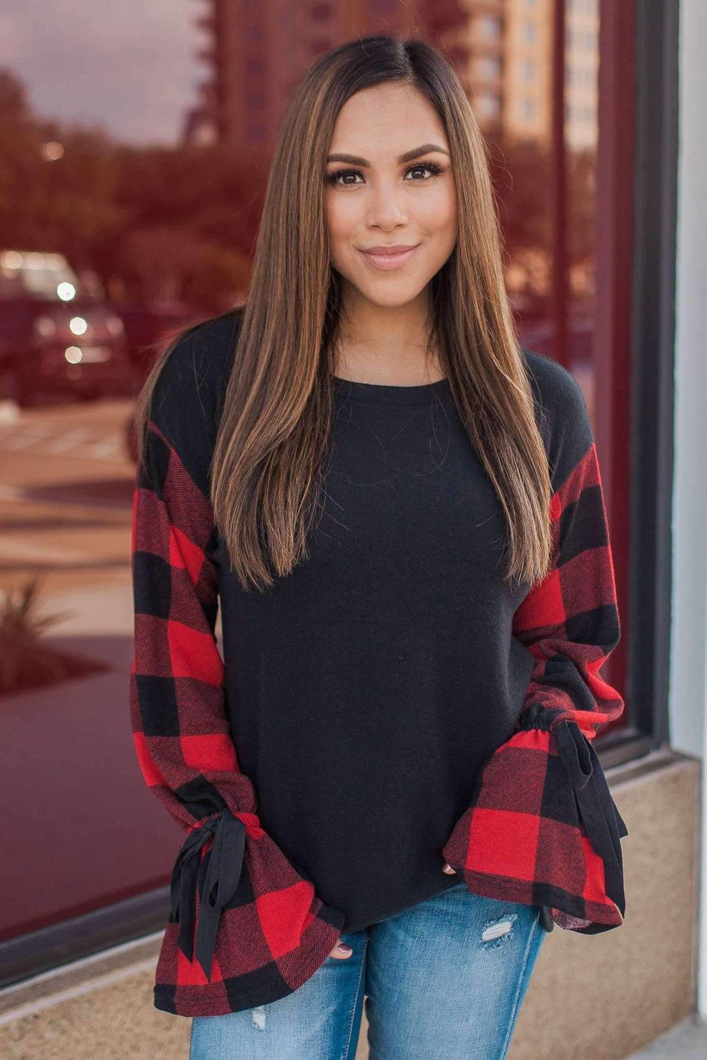"Keeping It Cute" Plaid Top (Red)