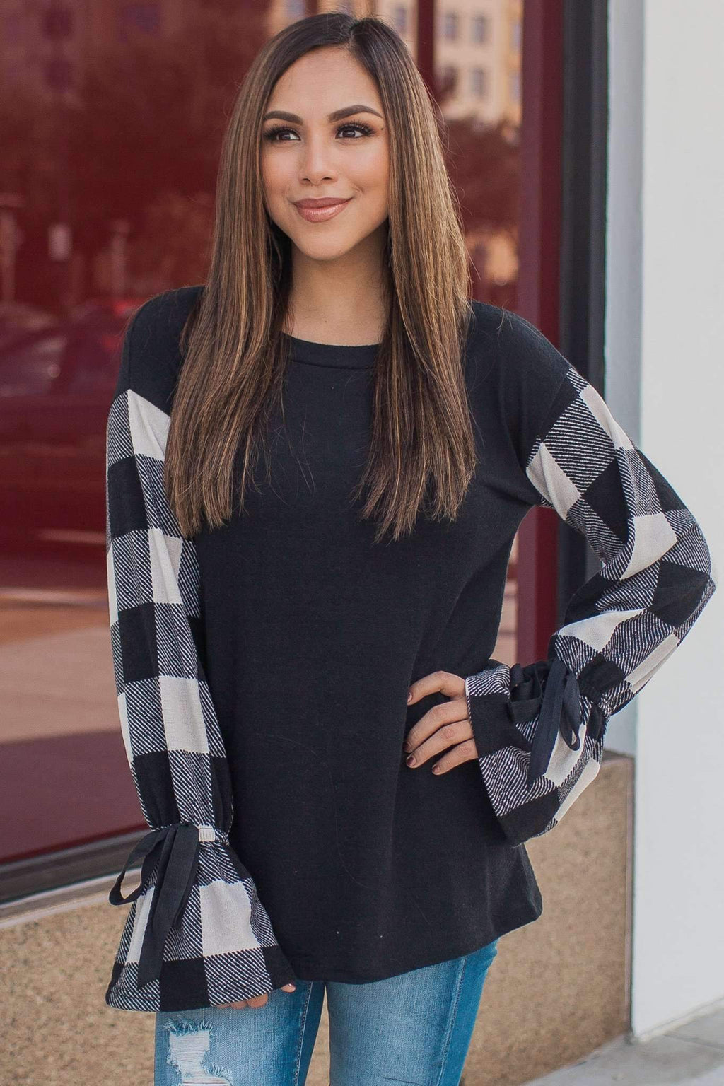 "Keeping It Cute" Plaid Top (White)