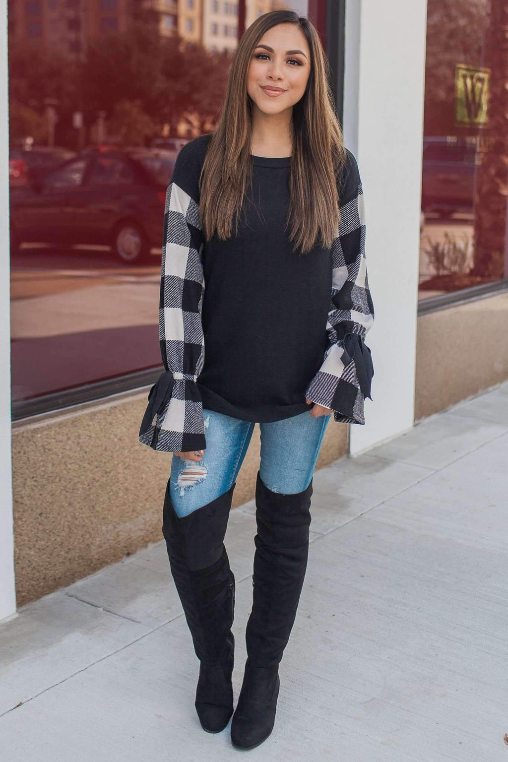 "Keeping It Cute" Plaid Top (White)
