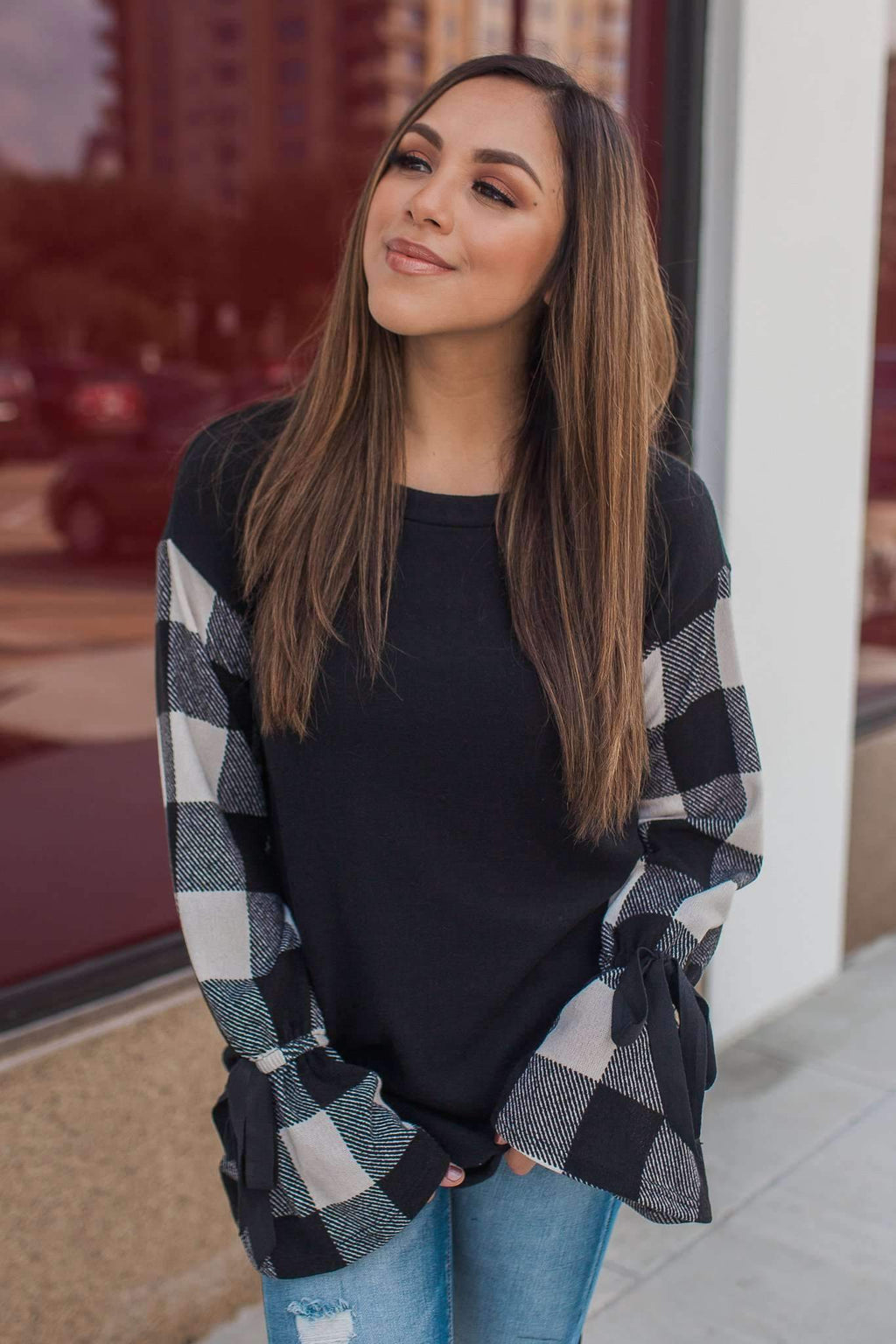 "Keeping It Cute" Plaid Top (White)