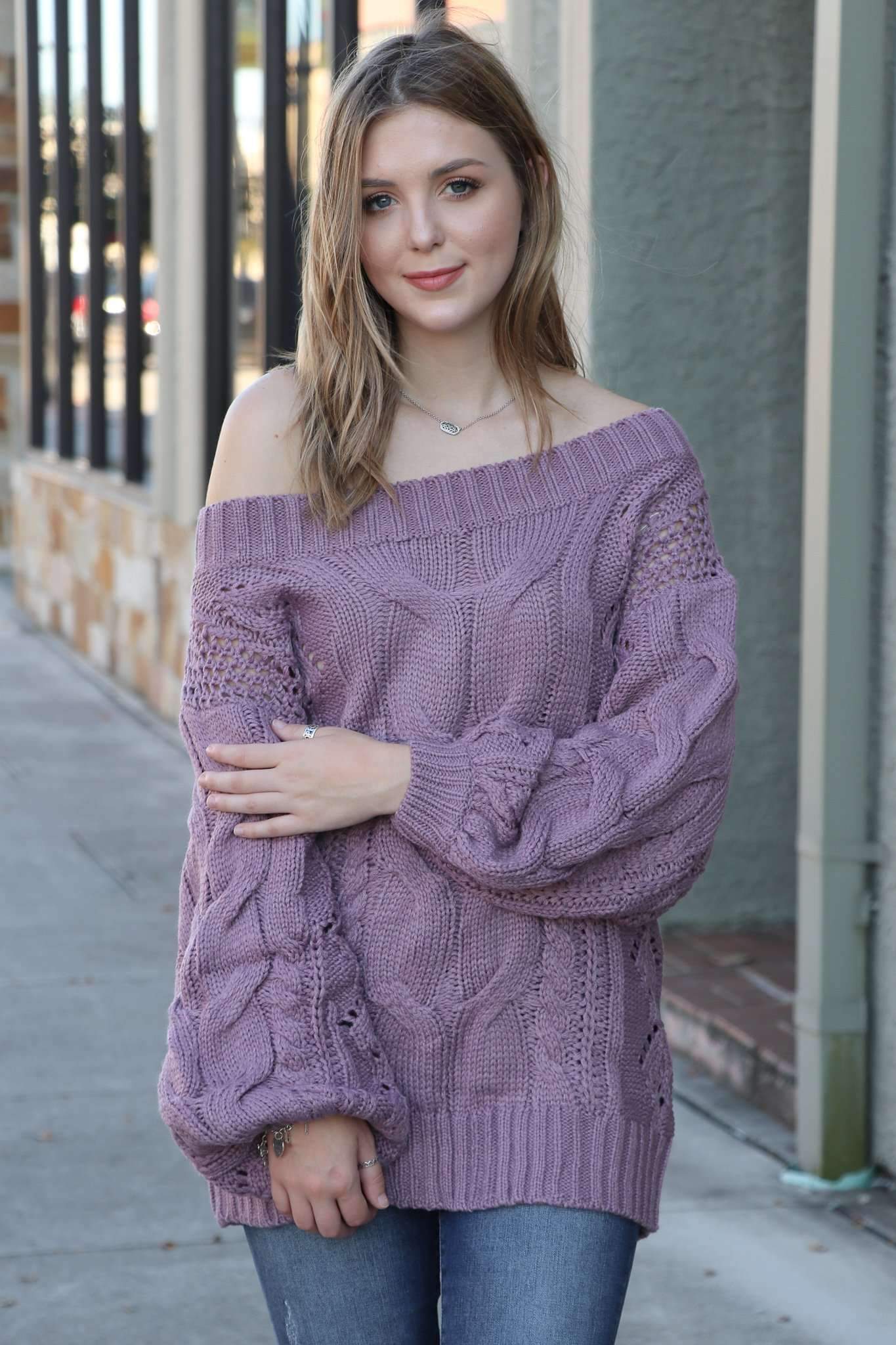 "When Autumn Calls" Knit Sweater (Purple)