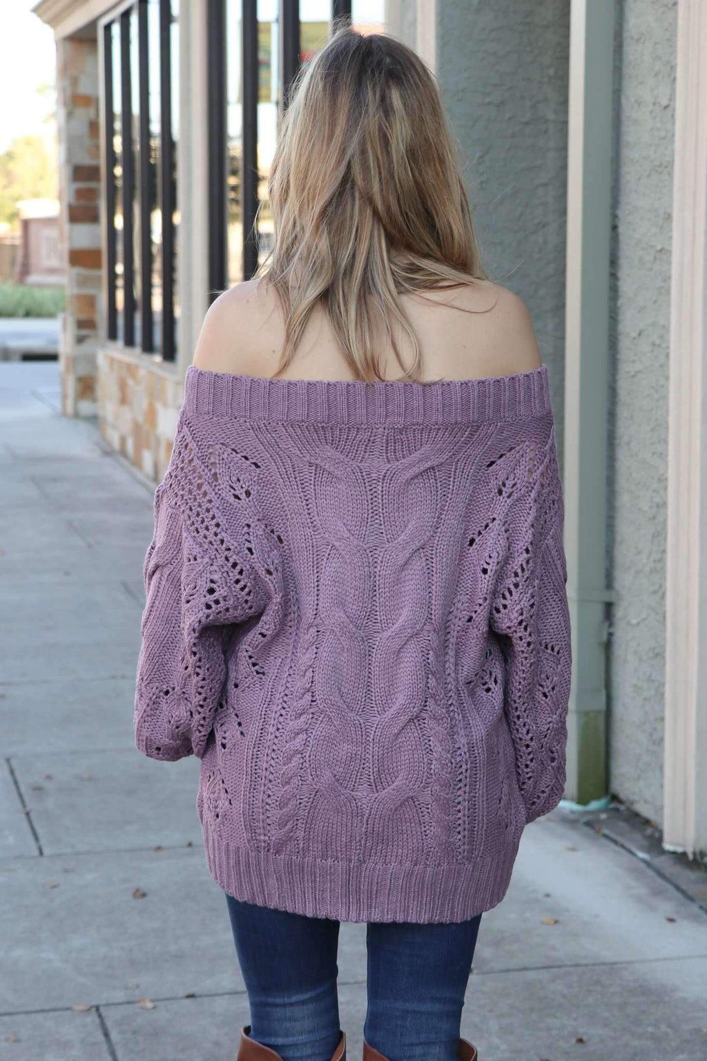 "When Autumn Calls" Knit Sweater (Purple)
