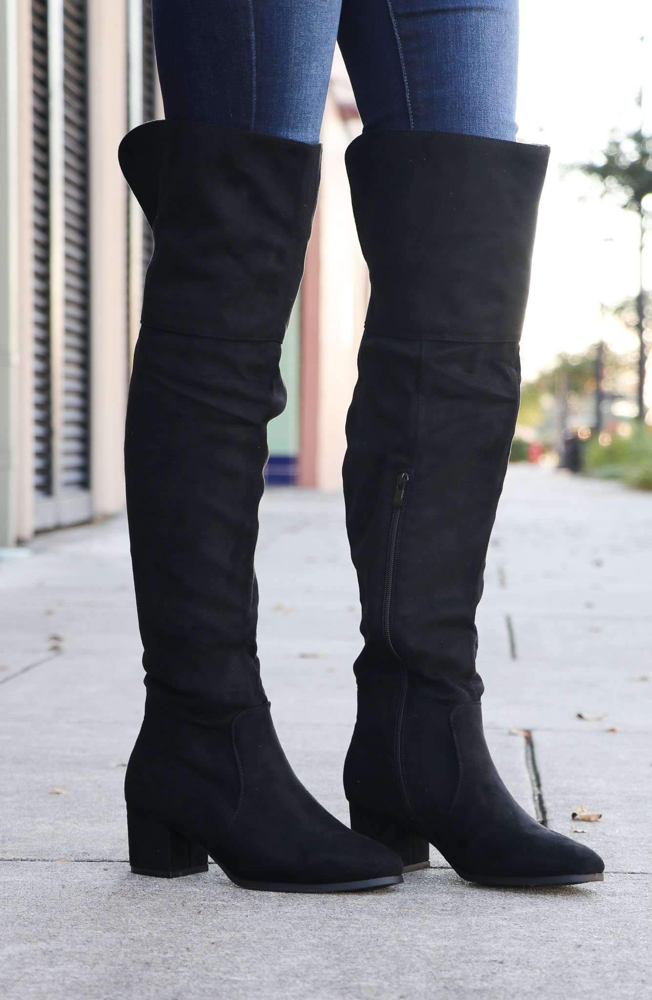 "Point Of View" OTK Boots (Black)