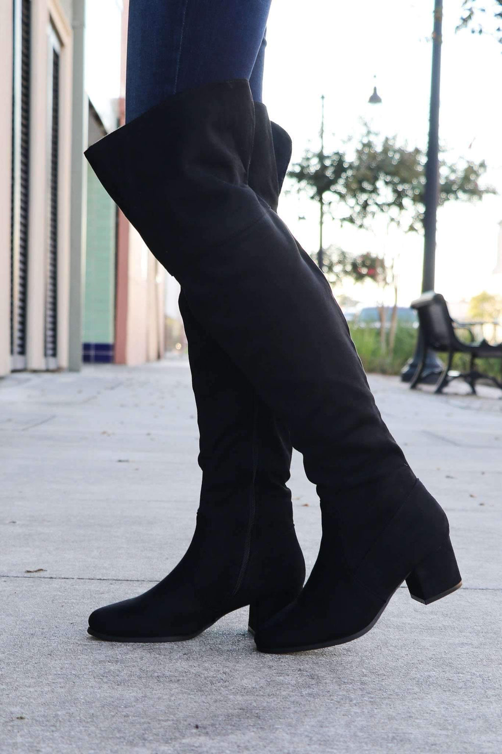 "Point Of View" OTK Boots (Black)