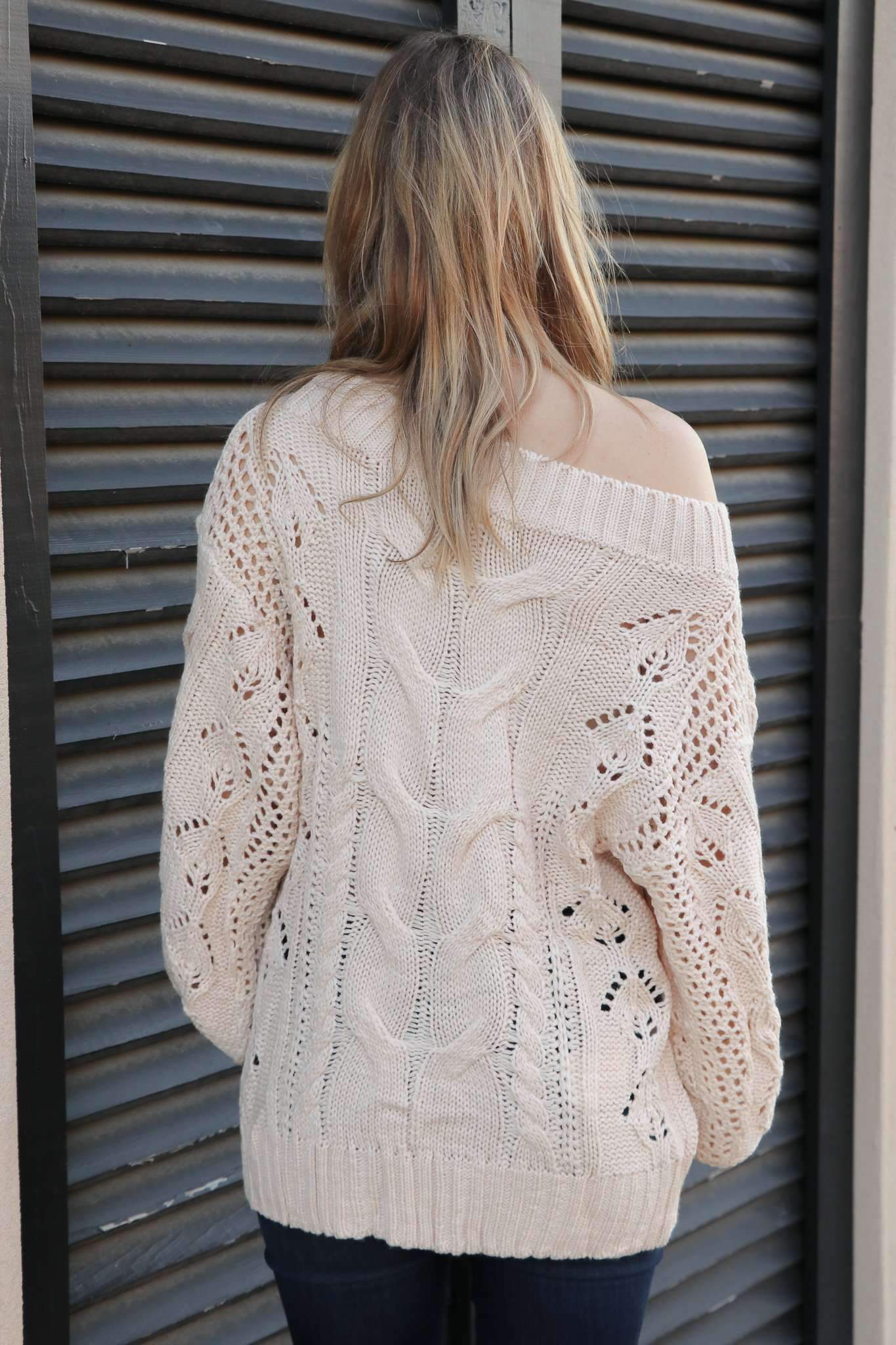 "When Autumn Calls" Knit Sweater (Cream)