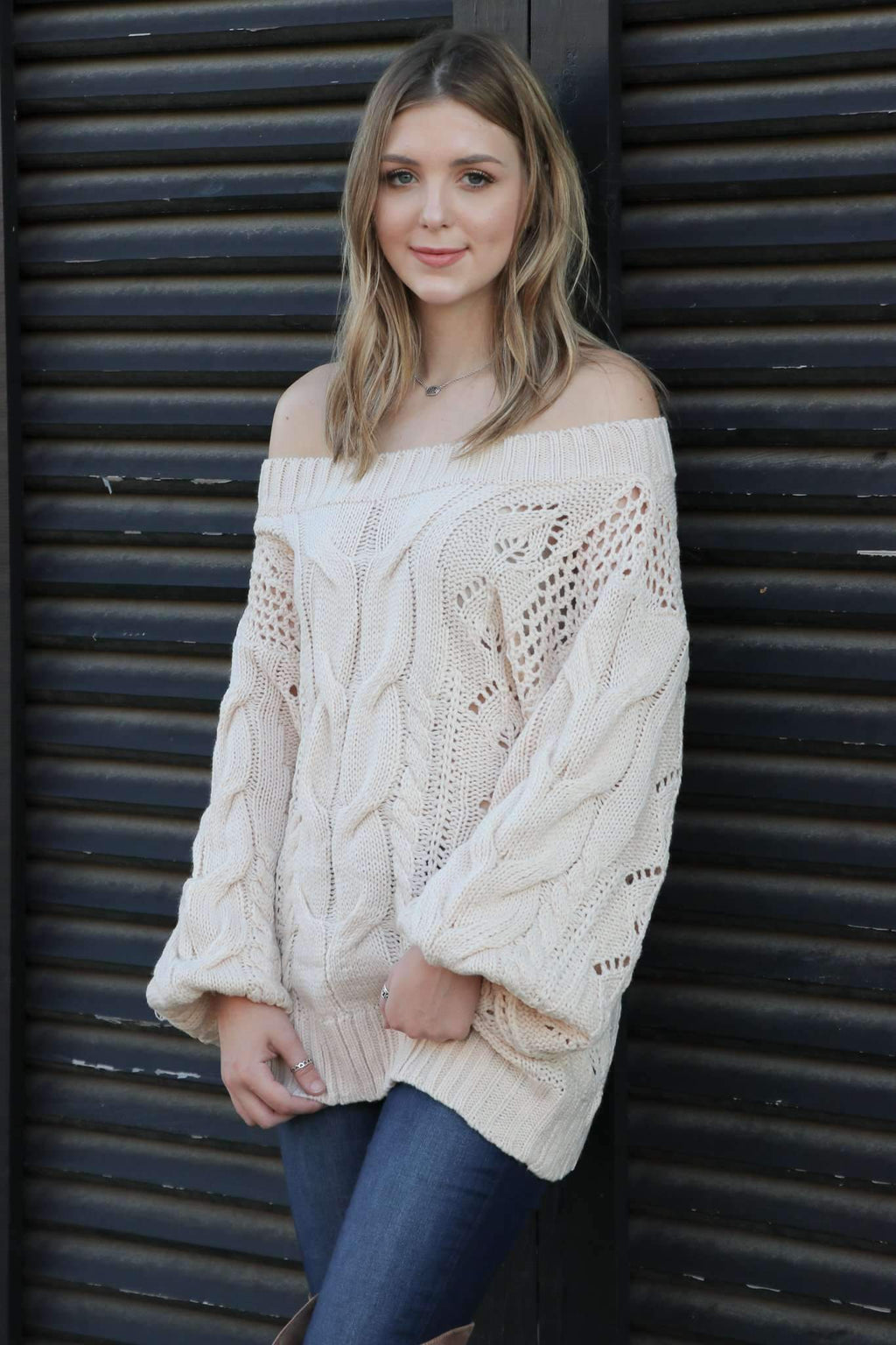 "When Autumn Calls" Knit Sweater (Cream)