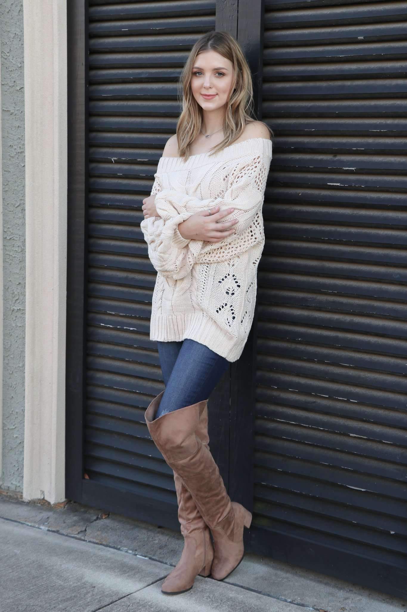 "When Autumn Calls" Knit Sweater (Cream)