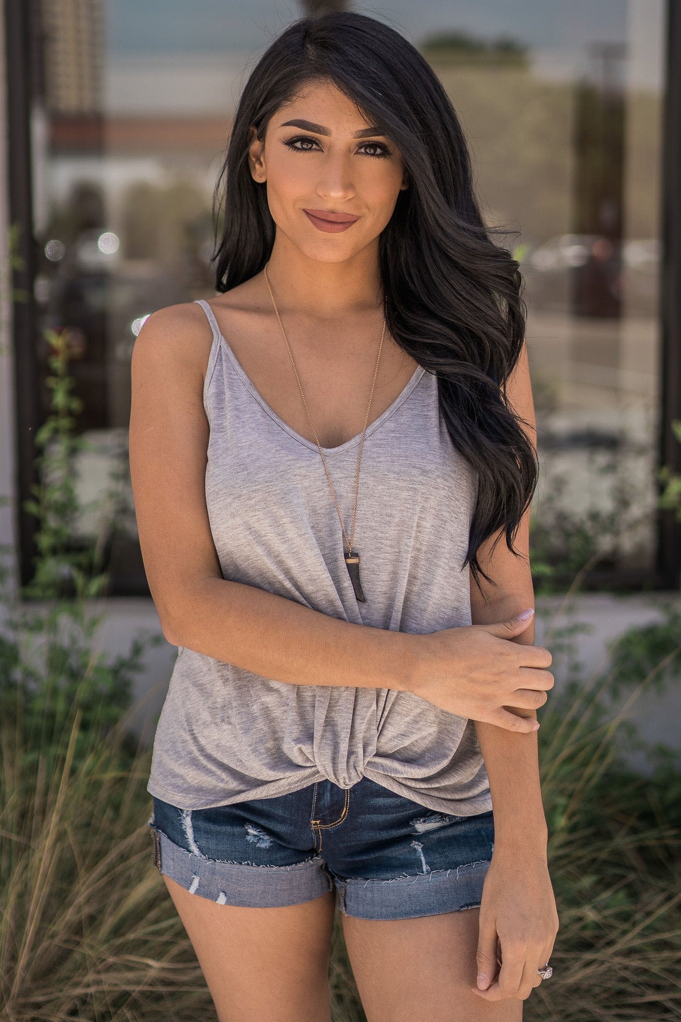 "Twist The Story" Tank Top (Light Grey)