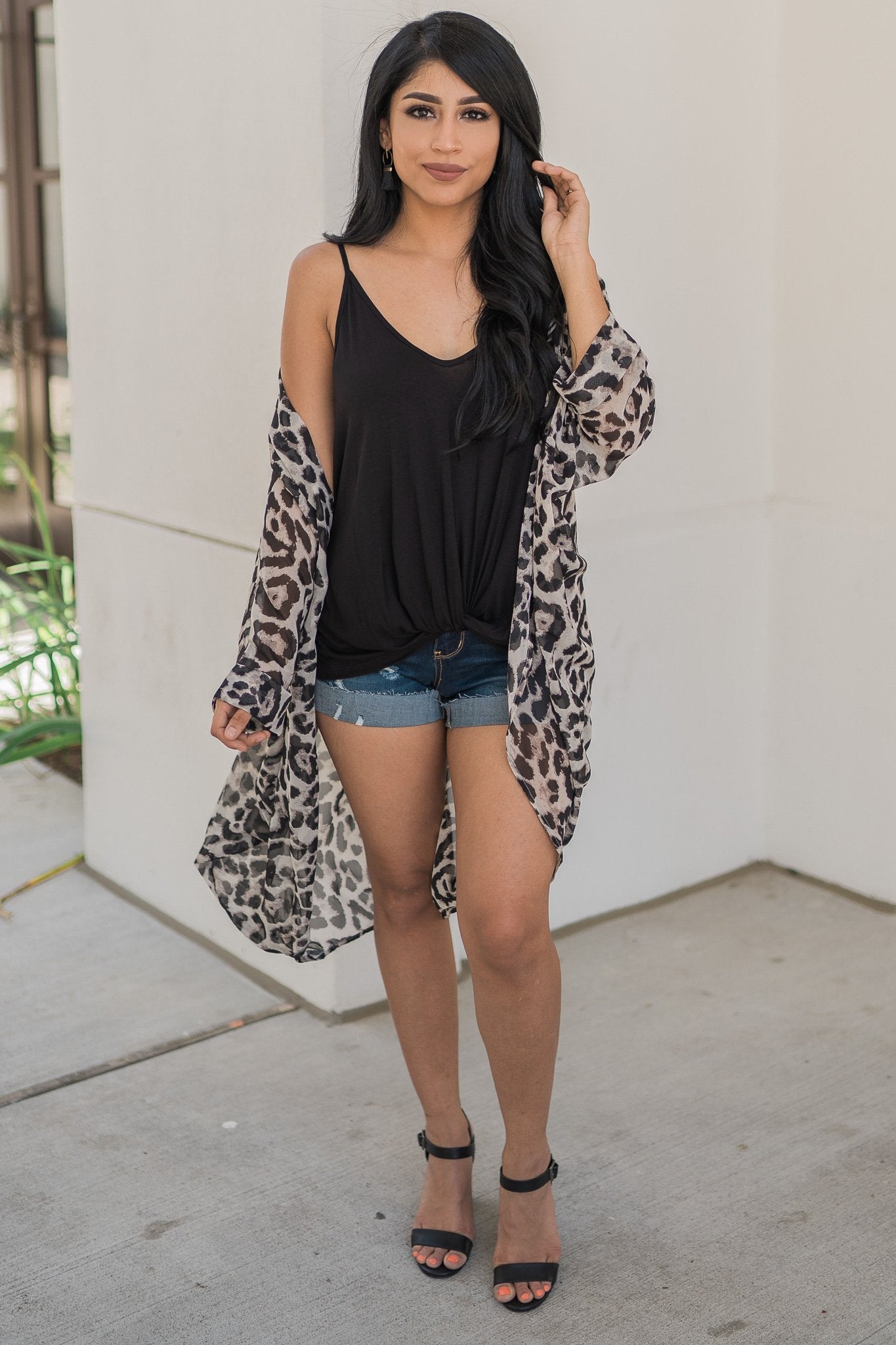 "Pounce On It" Leopard Kimono (Grey)